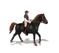 PLNVNVP Figuras de Caballos con Jinete, Caballo Juguetes Niños Modelos de Caballos con Jinete, Sillín y Brida Realista Juguetes con Figuras de Potro Figura de Montar Coleccionable(Caballo Negro)