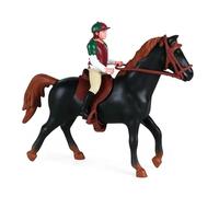 PLNVNVP Figuras de Caballos con Jinete, Caballos Juguetes Modelos de Caballos con Jinete, Sillín y Brida Realista Juguetes con Figuras de Potro Figura de Montar Coleccionable(Caballo Negro)