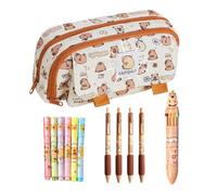PLNVNVP Juego de Capibara Papeleria,Kawaii Estuche Capibara,Set Papeleria para Niños,Bolígrafo Fluorescente,Bolígrafo Neutro,Bolígrafo Multicolor,para Inicio Escolar y Regalos