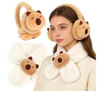 PLNVNVP Orejeras de Invierno para Niños, Bufanda infantil Peluche Capybara, Diseño de Estilo de Capybara,Para Actividades Aire Libre En Invierno Correr Esquiar Senderismo-2pcs
