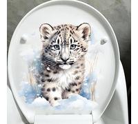 PLOIKM 2-5 Pegatinas Impermeables para Tapa de Inodoro con patrón de Leopardo, PVC, no tóxico, fácil de aplicar, Accesorio de baño, decoración Creativa, Idea de Regalo