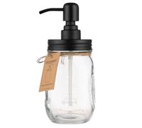 Plomkeest Dispensador de jabón en Tarro Mason de 16 onzas, dispensador de jabón de Vidrio Transparente con Bomba de acero Inoxidable a Prueba de óxido, dispensador de jabón líquido para baño, Cocina,