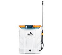 Plonos Pulverizador a presión de Mochila Recargable, Capacidad de 16 l, batería Recargable 8 Ah 12 V, Lanza, 4 boquillas, Blanco