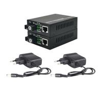 Plookyoe 1 Par de Transceptor de Fibra Gigabit 3KM Convertidor de Medios Gigabit SC de Fibra Única Monomodo para Monitoreo de Seguridad Enchufe de la UE