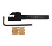 Plookyoe 10 Piezas Mgmn200 Cuchillas Doradas De Inserciones De Carburo + 1 Pieza Mgehr1010-2 Sostenedor De Herramientas De Torneado Barra De Perforacion Con Llave