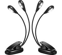 Plookyoe 2 Uds Soporte de MúSica Clip de Luz en Luces LED para Libros Luces de Lectura de Doble Brazo para Libros en la Cama Clip Ajustable de 360 Grados