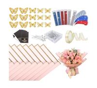 Plookyoe 20 Hojas de Papel de Regalo de Flores, Papel de Regalo de Ramo Impermeable, Papel de Regalo de Flores para Rosa