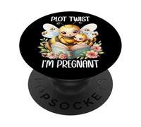 Plot Twist I'm Pregnant Mom to Be Bee Pregnancy Announcement PopSockets PopGrip Adhesivo