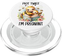 Plot Twist I'm Pregnant Mom to Be Pregnancy Announcement Bee PopSockets PopGrip para MagSafe