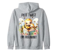 Plot Twist I'm Pregnant Mom to Be Pregnancy Announcement Bee Sudadera con Capucha