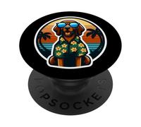 Plott Hound Dueño de perro Summer Vibes Vacaciones Vacaciones Vintage PopSockets PopGrip Adhesivo