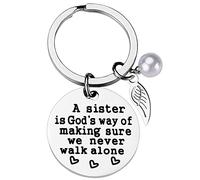 PLove Llavero de hermana de acero inoxidable con grabado «A Sister Is God's Way of Make Sure We Never Walk Alone»