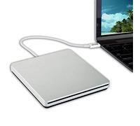 Ploveyy USB-C Superdrive - Lector Externo de DVD/CD y grabadora de DVD para MacBook Air, Pro, iMac/Mini/MacBook Pro, ASUS/DELL Latitude con Puerto USB-C Plug and Play, Color Plateado