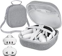 Plowaroe Mini bolsa para Meta Quest 3 Funda rígida para gafas VR 3 Accesorios Eva Bolsa de mano Bolsa de colgar Oculus Quest 3 Accesorios solo compatible con auriculares y controlador, gris, Formal