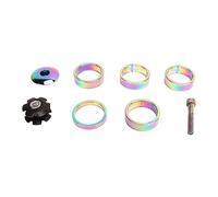 plplaaoo 28,6 mm Bike Headset -Separador Aleación de Aluminio Colorido Tronco Top Cap Headset Star Nut Set para Mountain Road Fixed Gear Bikes