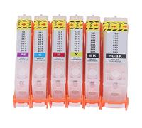 plplaaoo 6 Color Printer Ink Cartridge Set Refillable Permanent Chip Eco Friendly Ink Cartridges for Printing Photos Documents 6Pcs Black Blue Magenta Yellow Blue Purple (480-481)