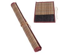 plplaaoo Cepillo de pintura bolsa de ruedas de bambú estuche de bolígrafo de caligrafía paquete de cortinas suministros de arte, borde de cuatro lados, tela no tejida, 9 bolsillos de tela,