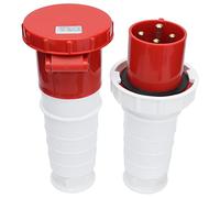 plplaaoo Conector Industrial trifásico de 4 Pines IP67, Conector de aviación Resistente al Agua 380V 415V 63A, contactos de Cobre de Carcasa de Polipropileno Resistente, Sellado de Goma