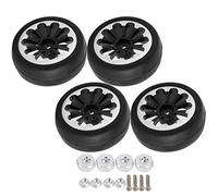 plplaaoo Control Remoto Coche Neumático Blando Cubo de Rueda de Metal Neumáticos de Agarre duraderos de Alto Rendimiento para camión WPL D12 RC Aleación de Aluminio Caucho Negro Plata 63