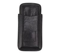 plplaaoo Estuche para Puros de Cuero, Humidor de cigarros portátil de 3 Dedos, Estuche de Transporte con Bolsillo Cortador para Amantes de los cigarros, Regalos de Viaje (Negra)
