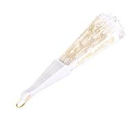plplaaoo European Hand Lace Rose Flower Gilding Folding Fan Elegant Stylish Portable Handheld Fan for Dance Performances Weddings Decorations PE Material 42cm Unfolded 23cm Folded (Blanca)