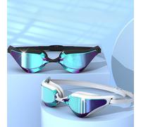 plplaaoo Gafas de natación para adultos Sello de anillo de silicona 3D Lente gran angular Recubrimiento anti UV Puente nasal flexible Alta claridad Anti niebla Líneas suaves Diseño de (Roja y blanca)