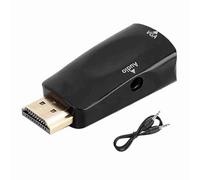 plplaaoo HDMI a VGA Converter Adaptador Conectores Gold Chaped Resolución 1080p con Salida de Audio de 3.5 mm para la computadora portátil Proyector de DVD de teléfono móvil (Negro)
