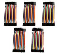 plplaaoo Juego de Cables Puente de 40 Pines Macho a Hembra, Cable Plano de Cobre de para Placa de Pruebas, 11,5 cm, 5 Unidades