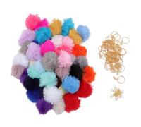 plplaaoo Llaveros con pompones, bonitos y esponjosos, coloridos, 50 juegos, 25 colores, 6 cm de diámetro, llaveros de piel de conejo sintética para mochilas y bolsos