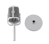 plplaaoo Micrófono de utilería clásico Micrófono Falso Altamente Realista para filmar espectáculos de Danza de Karaoke Práctica de micrófono de plástico Duradero para Decoraciones de (Plata)
