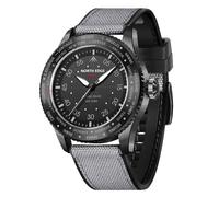 plplaaoo North Edge Mach Pilot Solar Watch para Hombres Visión Nocturna de cronógrafo Impermeable de 50 m Que Dura hasta 180 días Case de Acero Inoxidable de Acero Inoxidable TPR TPR TPR (Negro)