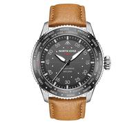 plplaaoo North Edge Mach Pilot Solar Watch para Hombres Visión Nocturna de cronógrafo Impermeable de 50 m Que Dura hasta 180 días Case de Acero Inoxidable de Acero Inoxidable TPR TPR TPR (Plata)
