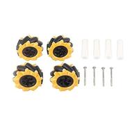 plplaaoo Rueda Mecanum Omnidireccional Robot Inteligente Piezas de Coche Accesorios Componentes de Juguete DIY Ruedas Recubiertas de Goma Negras Amarillas de 80 mm para Motores TT Bloques (Dos Pares)