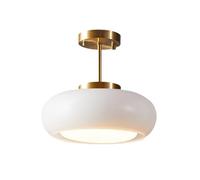 PLSDH Decoración de Interiores Lámpara de Techo de latón de bajo Consumo LED Lámpara de Vidrio Retro Pantalla Lámpara de Techo Marrón/Blanco para Dormitorio, Sala de Estar, Comedor Lámpara de Techo