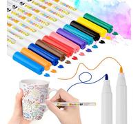 PlsMupn 12 Color Rotuladores Ceramica, Lápices de Porcelana Aptos para Lavavajillas, Resistente Al Agua, 1.0mm Pincel De Fibra, Pintura para Ceramica, para DIY Cerámico Vidrio Porcelana Piedras