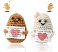 Plstod 2 piezas de patata positiva, mini juguete de peluche de patata positiva, regalos positivos de lana para tejer con tarjetas de afirmación para aliento para amigos, regalos decorativos para
