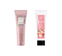 plu - Body Scrub Pink Floral - 200g (1ea) & Brightening Peeling Gel Peach (1ea) Set