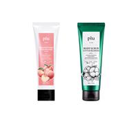 plu - Brightening Peeling Gel Peach - 100g (1ea) & Body Scrub - 200g - Cotton Blossom (1ea) Set