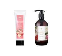 plu - Brightening Peeling Gel Peach - 100g (1ea) & Perfumed Spa Scrub Body Wash - 500g - Damask Rose (1ea) Set