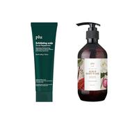 plu - Exfoliating Scalp Scrub Peppermint - 200g (1ea) & Perfumed Spa Scrub Body Wash - 500g - Damask Rose (1ea) Set