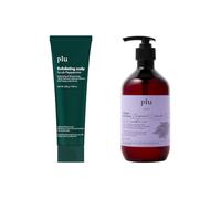 plu - Exfoliating Scalp Scrub Peppermint - 200g (1ea) & Therapy Body Wash - 500g - Bergamot Lavender (1ea) Set