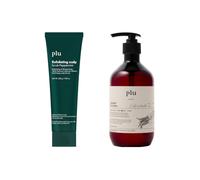 plu - Exfoliating Scalp Scrub Peppermint - 200g (1ea) & Therapy Body Wash - 500g - Lily Vanilla (1ea) Set