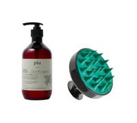 plu - Theraphy Scalp Scaling Scrub Brush - 1pc & Therapy Body Wash - 500g - Basil Eucalyptus (1ea) Set