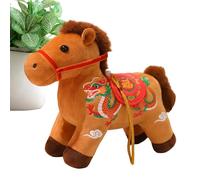 Plüschpferd Maskottchen - 20 x 5 x 20 cm Dekorationsfigur Mondneujahr, weiche Stoffpuppe Ornament, festliche Tischdekoration | farbenfrohes Design chinesisches Frühlingsfest Wohnzimmer Büro Sofa Schl