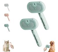 Plufura Dog Brush, 3 in 1 Plufura Steam Dog Brush, Self-Cleaning Pet Spray Hair Removal Comb, With Water Tank And Release Button For Shedding Matted Hair (Green*2)