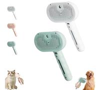 Plufura Dog Brush, 3 in 1 Plufura Steam Dog Brush, Self-Cleaning Pet Spray Hair Removal Comb, With Water Tank And Release Button For Shedding Matted Hair (Green+White)