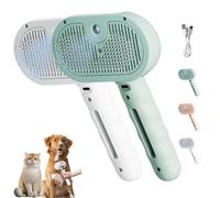 Plufura Dog Brush, 3 In 1 Upgraded Plufura Steam Dog Brush, 210 Soft Round Head Massage Teeth, With Water Tank And Release Button For Shedding Matted Hair (White+Green)