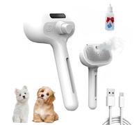 Plufura Dog Brush, Plufura 3 in 1 Spray Hair Removal Comb, 3-in-1 Pet Steam Brush for Dog, with Water Tank and One-Click Release Button, Easy Care (White,1PC)