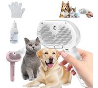 Plufura Dog Brush, Steam Cat Brush, 3 In 1 Cat Comb, Self-Cleaning Pet Grooming Comb,for Long & Short Haired Dog Shedding and Grooming (pink)