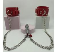 Plug Anal Bondage Sexy Mosfos de cuero ajustable con enchufe anal de la cadena de metal Para Parejas bdsm adultos juegos sexuales set eróticos